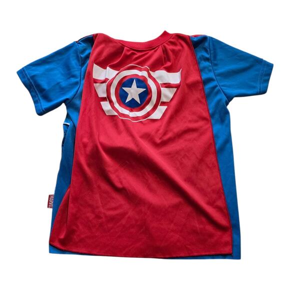 Marvel Avengers Caped Short Sleeve Shirt Kid SZ M Cosplay Halloween Superhero - Picture 2 of 5